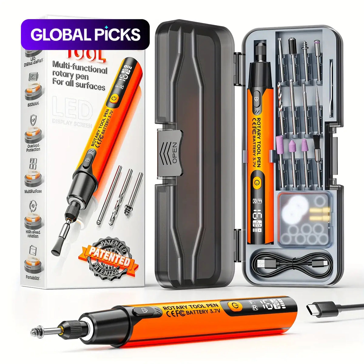 39-Piece Cordless USB Rechargeable Rotary Tool Kit
