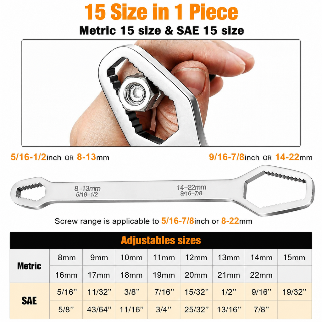 15-in-1 Multi-Size Wrench