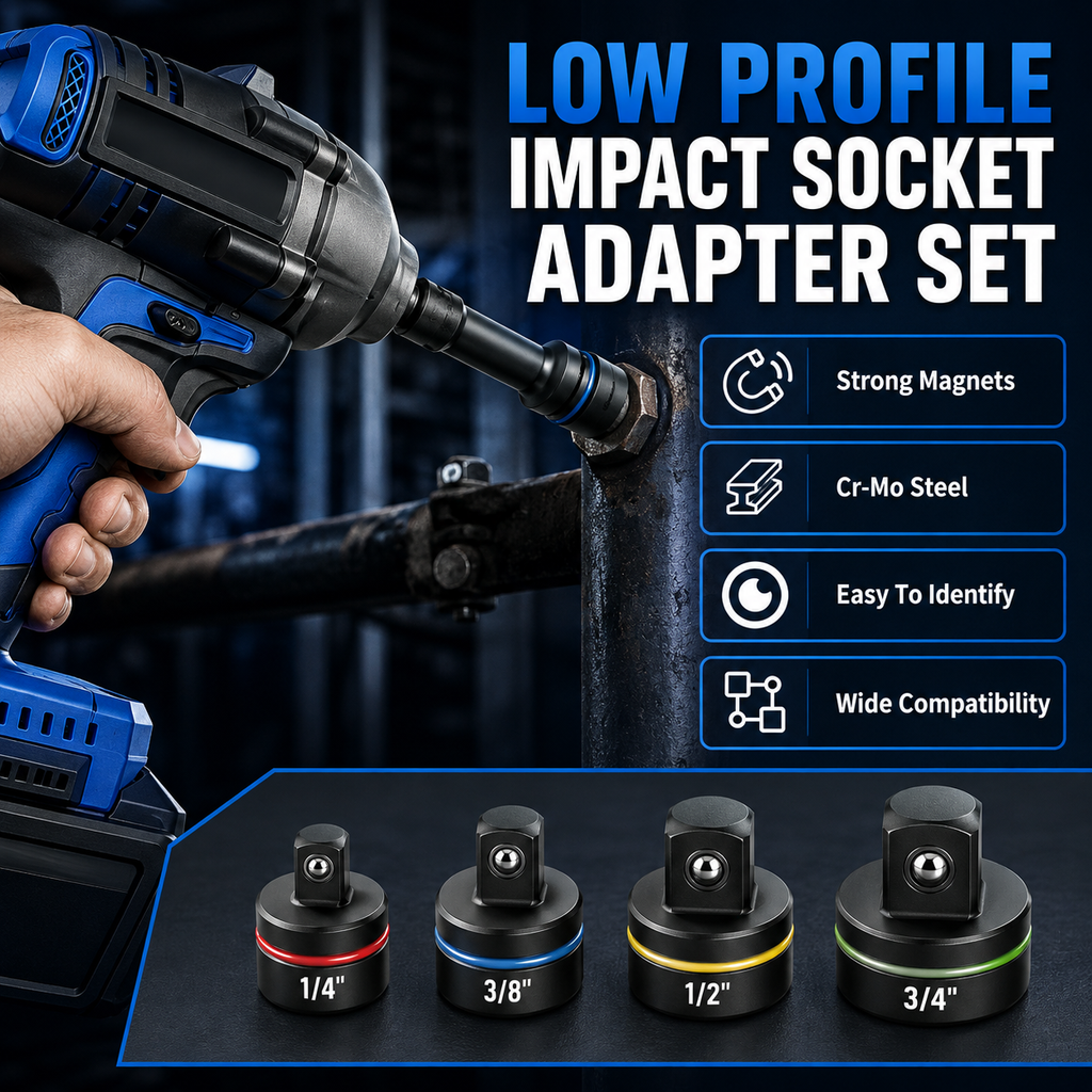 4-Piece Low Profile Socket Adapter Set — More Drive Options in Less Space