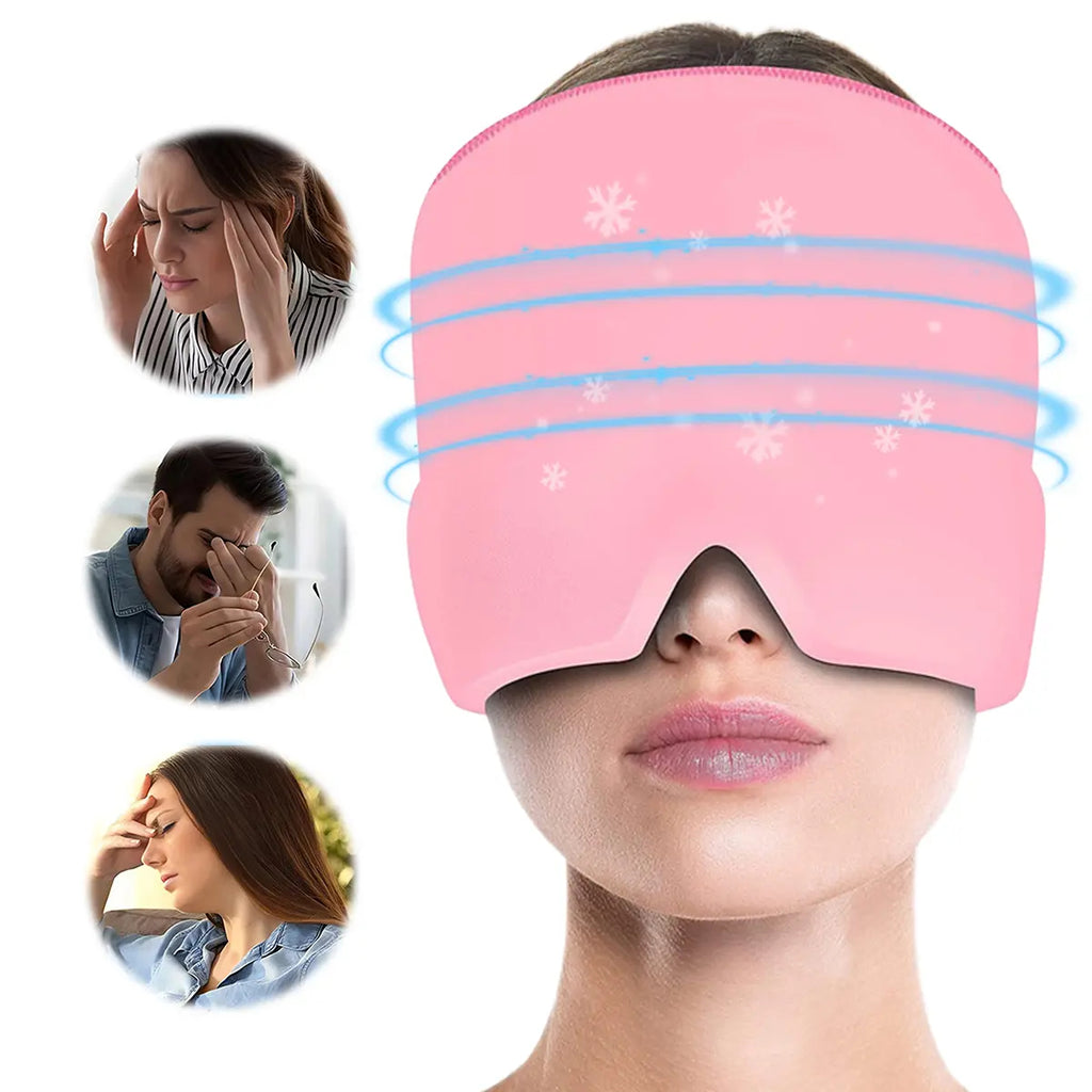 Ice packs and head coverings to relieve migraines