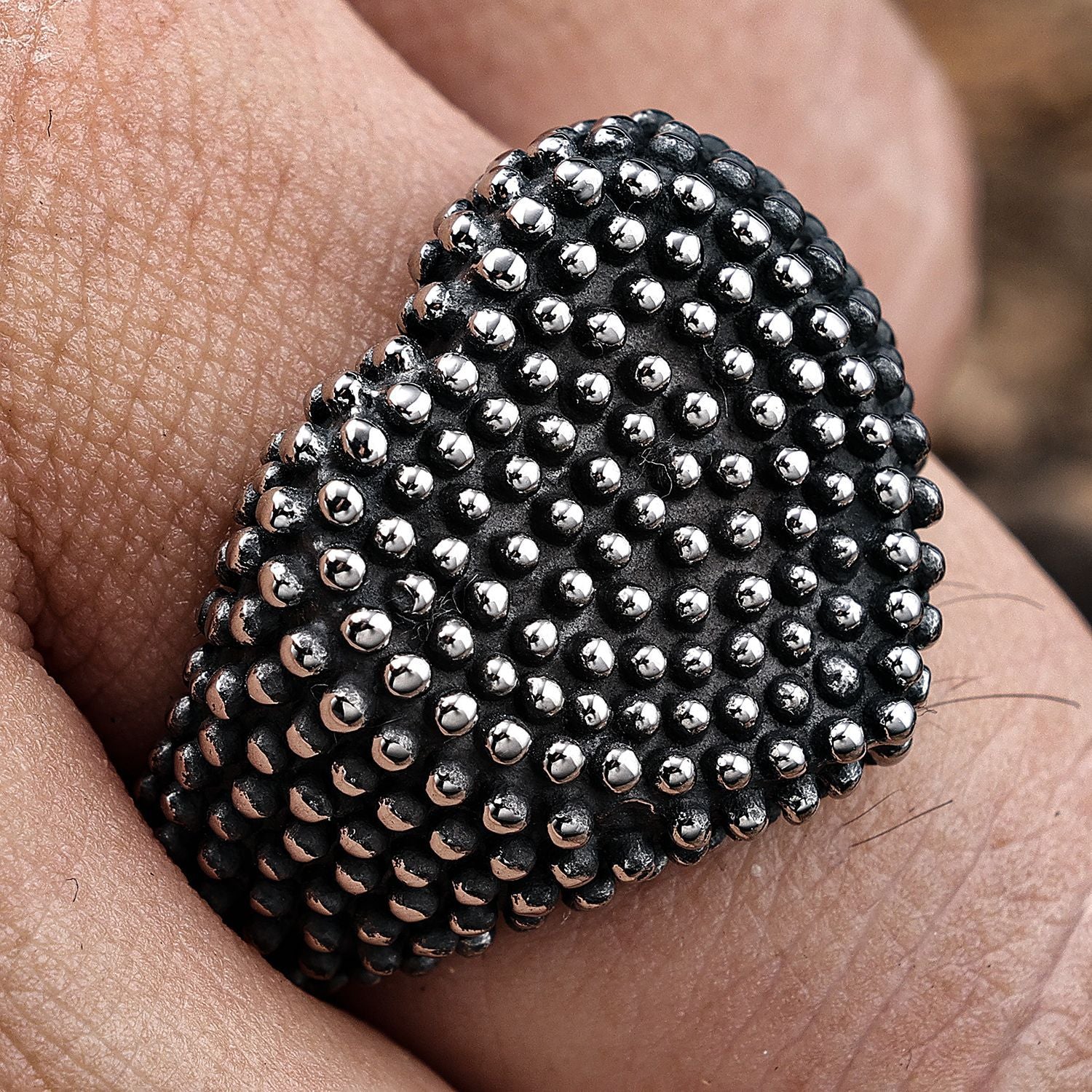 925 silver heart-shaped raised dot ring