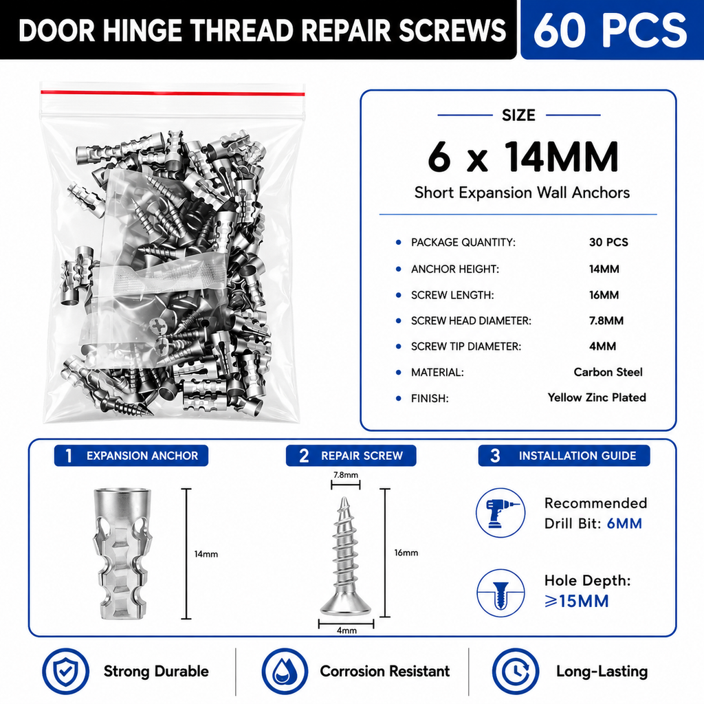 6mm Door Hinge Repair Anchor Kit