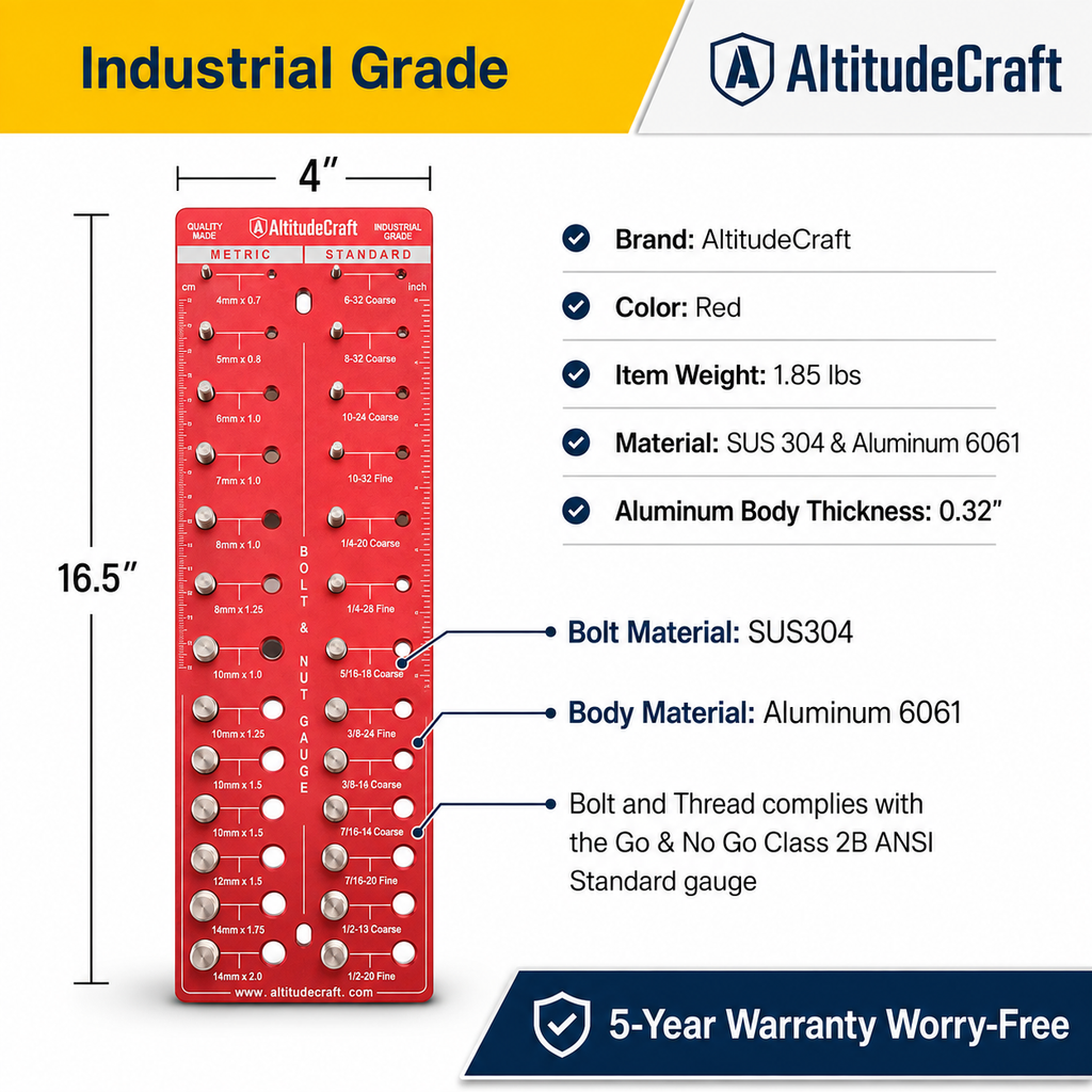Bolt &amp; Nut Size Gauge — Identify Thread Sizes Without the Guesswork