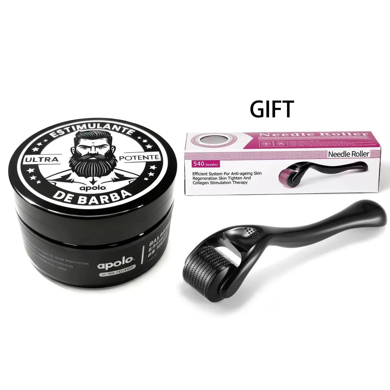Men's Beard Balm and Grooming Roller Set