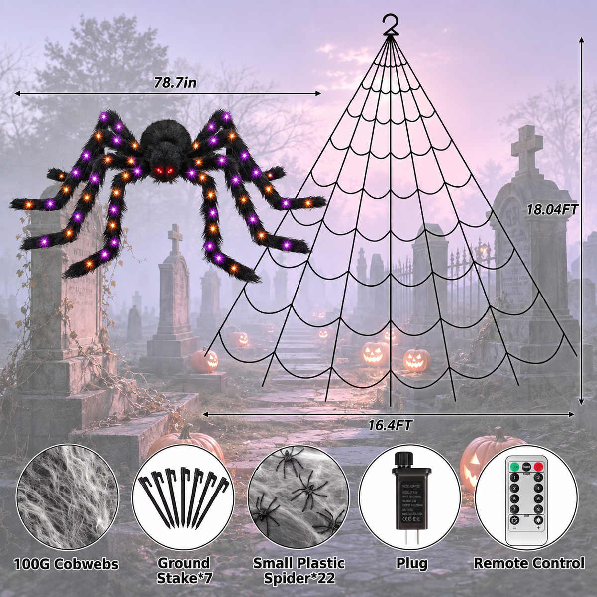 Giant Halloween Spider Web Lights – Turn Your Home Into a Spooky Night Display
