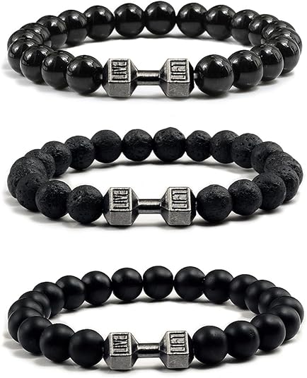 Volcanic stone dumbbell bracelet