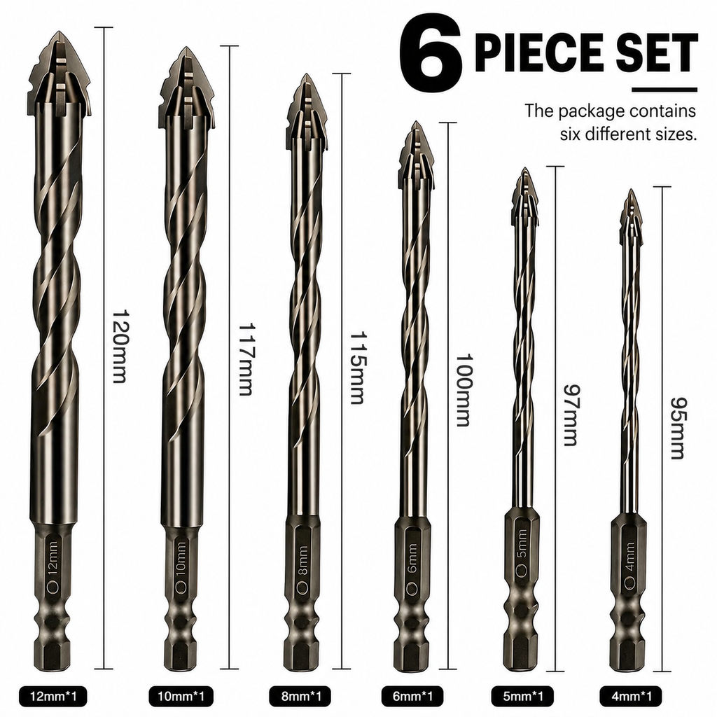 6-Piece Serrated Eccentric Drill Bit Set — Start Cleaner Holes With Better Control