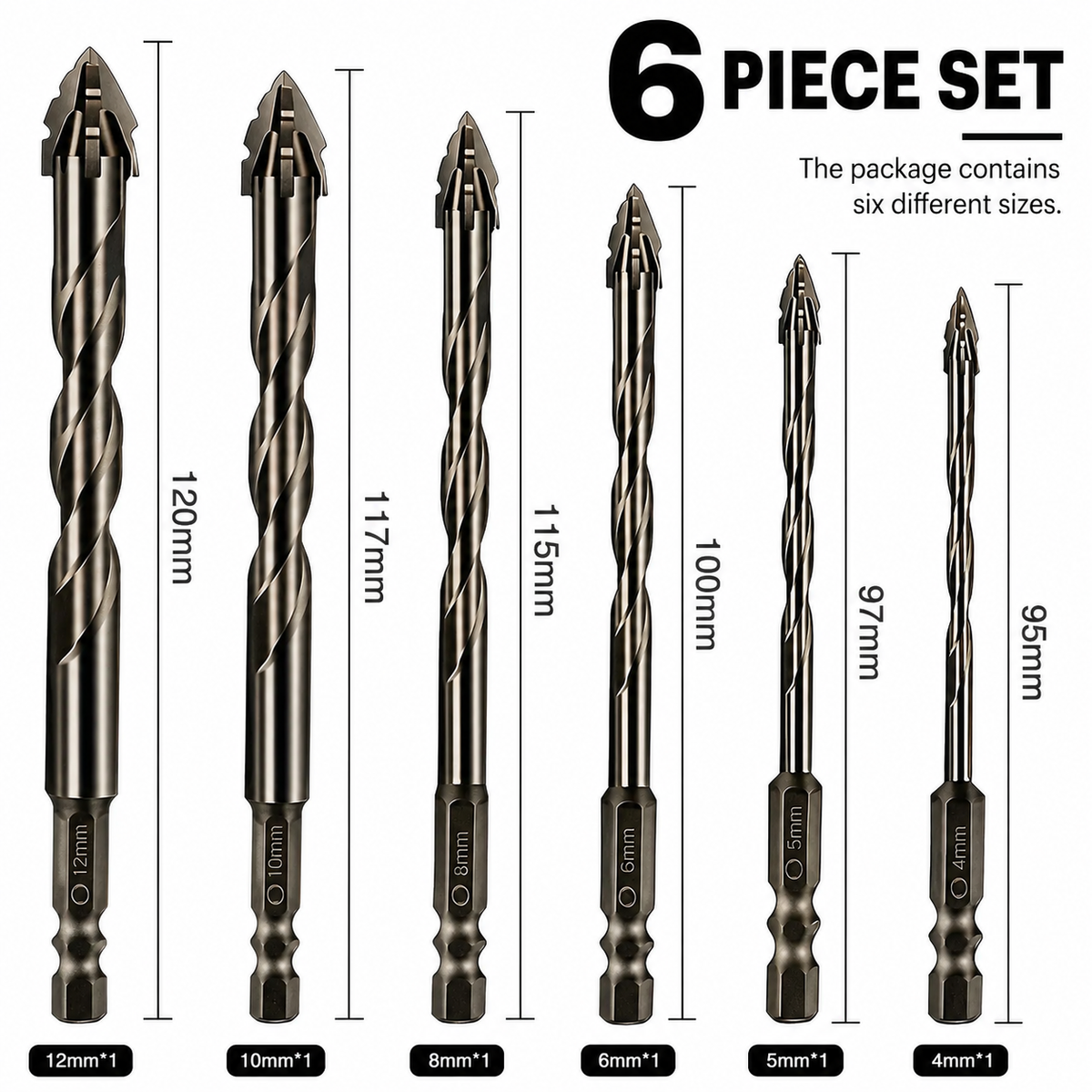 6-Piece Serrated Eccentric Drill Bit Set — Start Cleaner Holes With Better Control