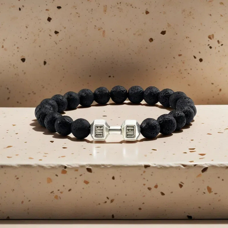 Volcanic stone dumbbell bracelet