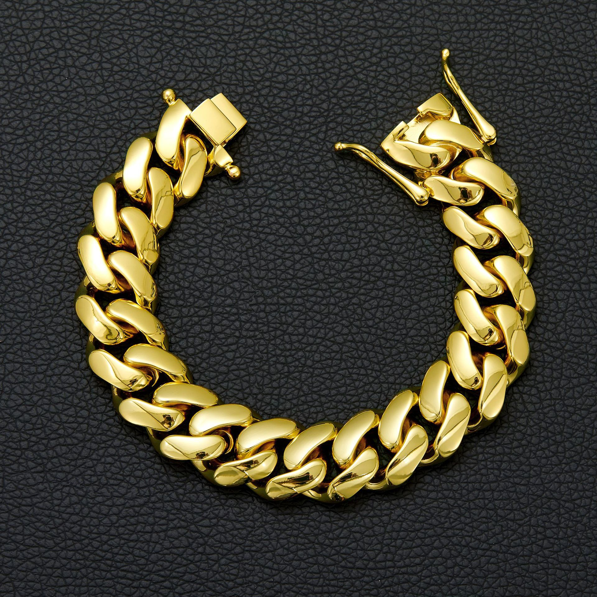 12mm 18K Gold Cuban Chain and Bracelet Set