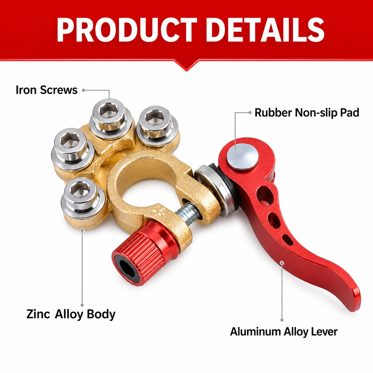 4-Way Quick-Disconnect Battery Terminal Clamp Connectors
