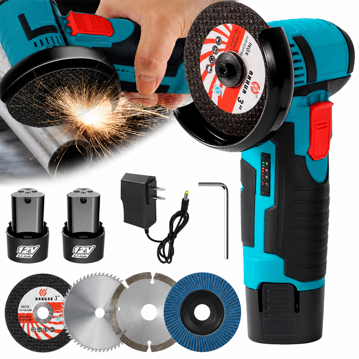 Cordless 3-Inch Angle Grinder – Compact Power for Cutting, Grinding &amp; DIY