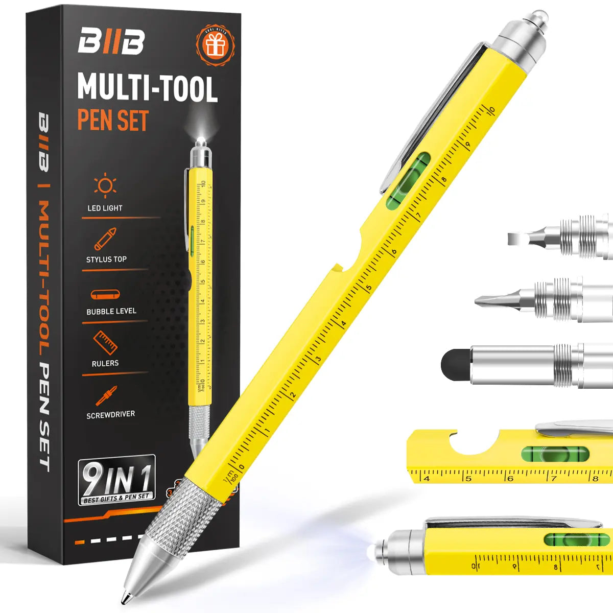 9-in-1 LED Multi-Tool Pen with Level