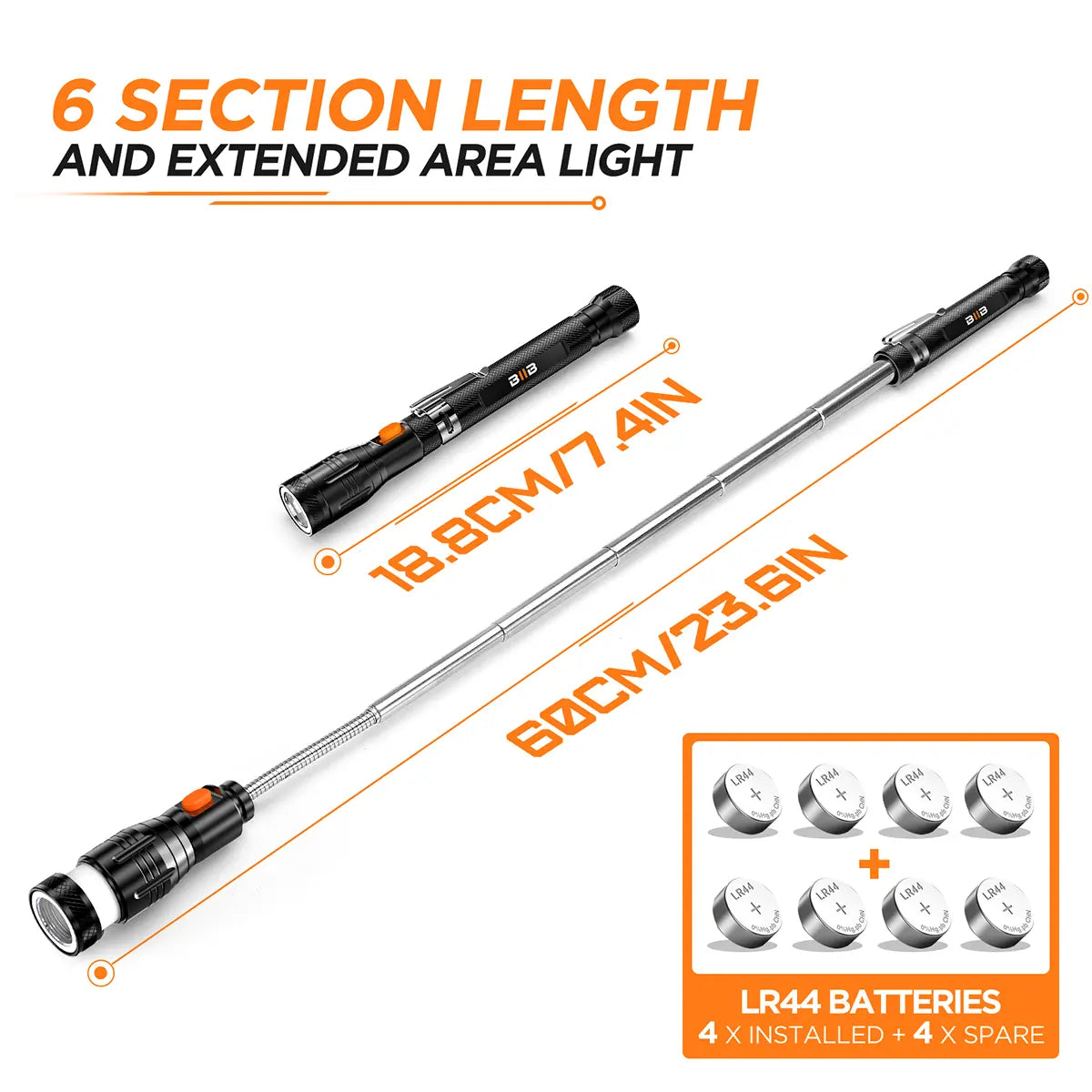 Telescoping Magnetic Pickup Tool with LED Light
