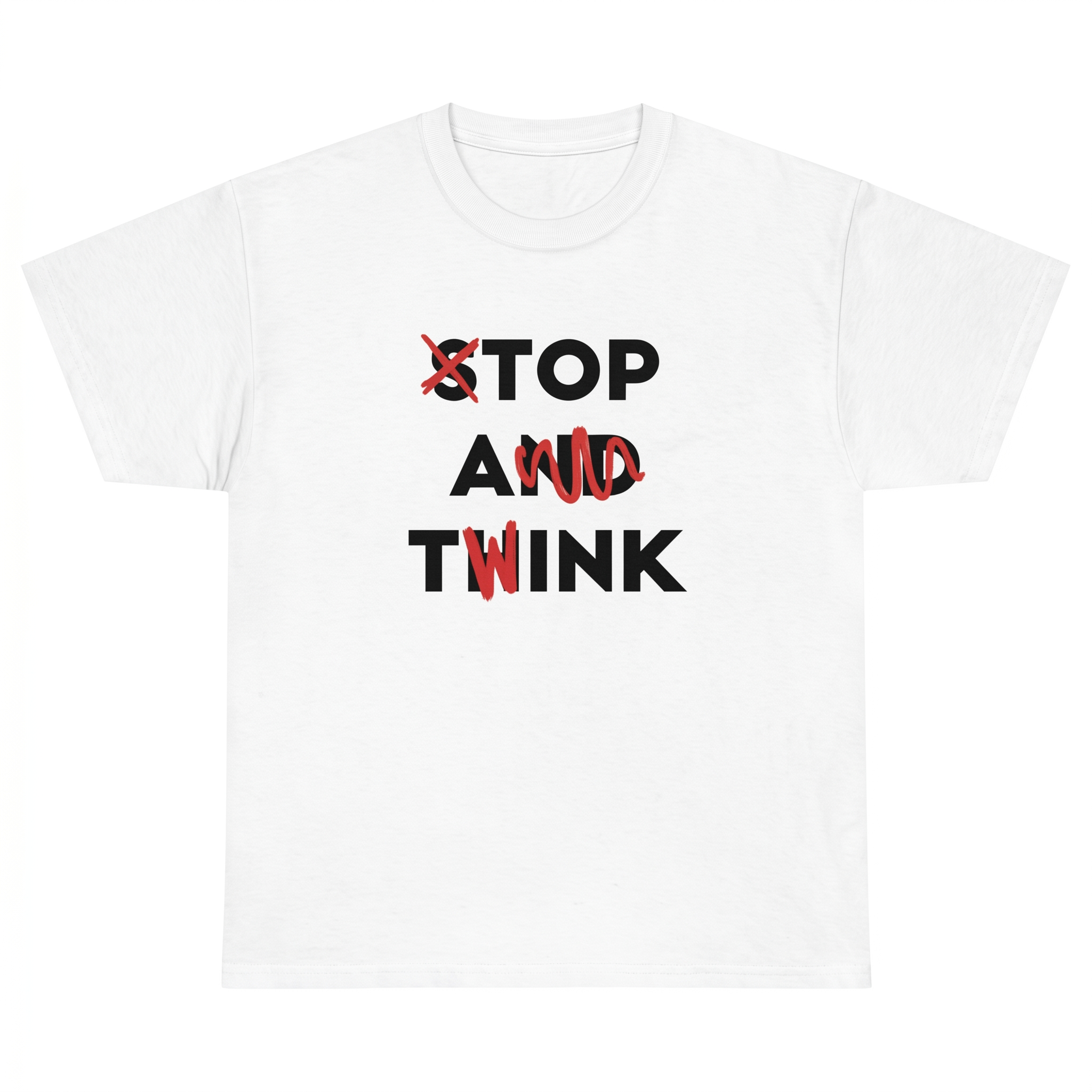 Stop And Think Graphic Tee – Minimal Meme Streetwear Cotton T-Shirt for Men