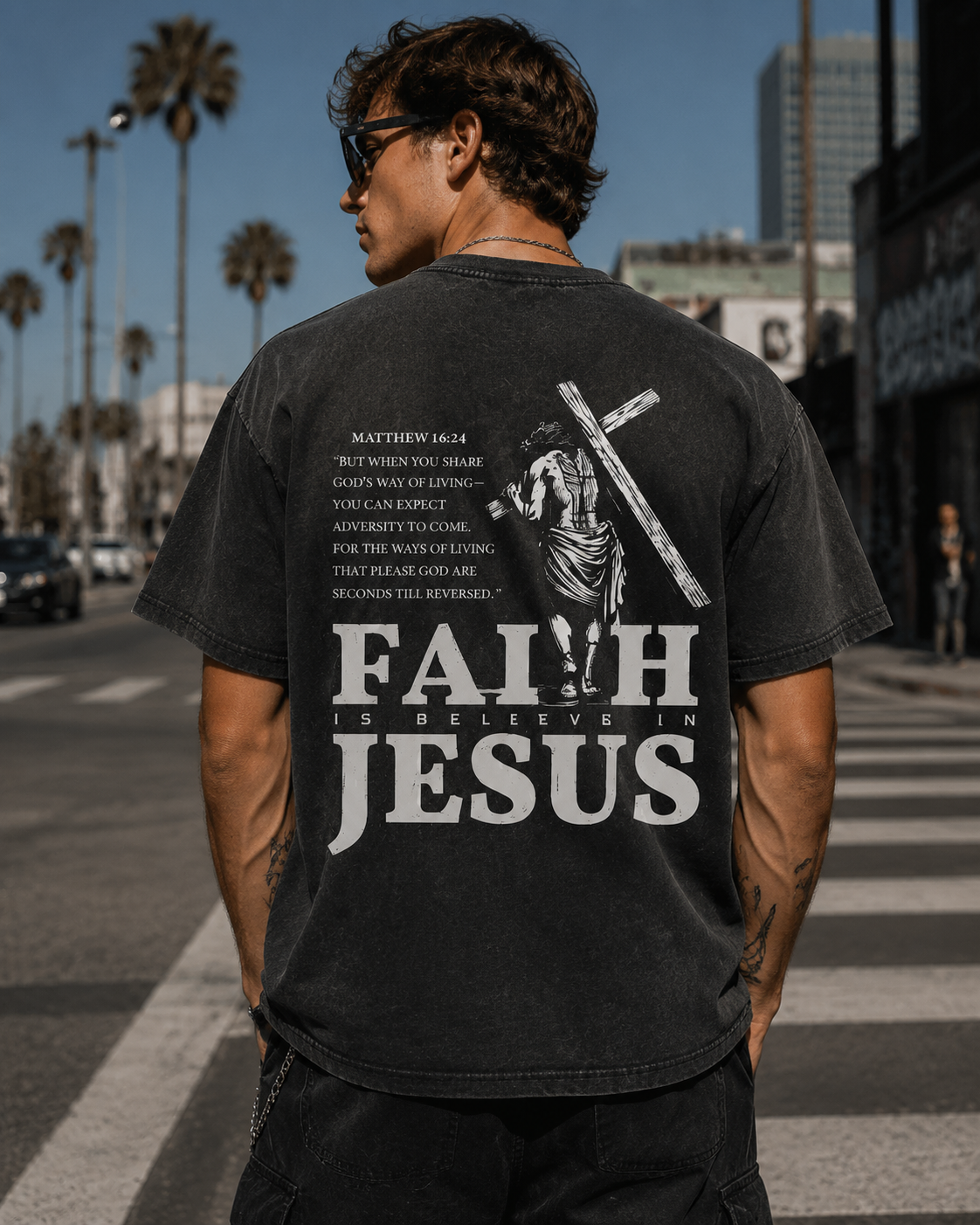 Faith in Jesus Vintage Washed Graphic T-Shirt
