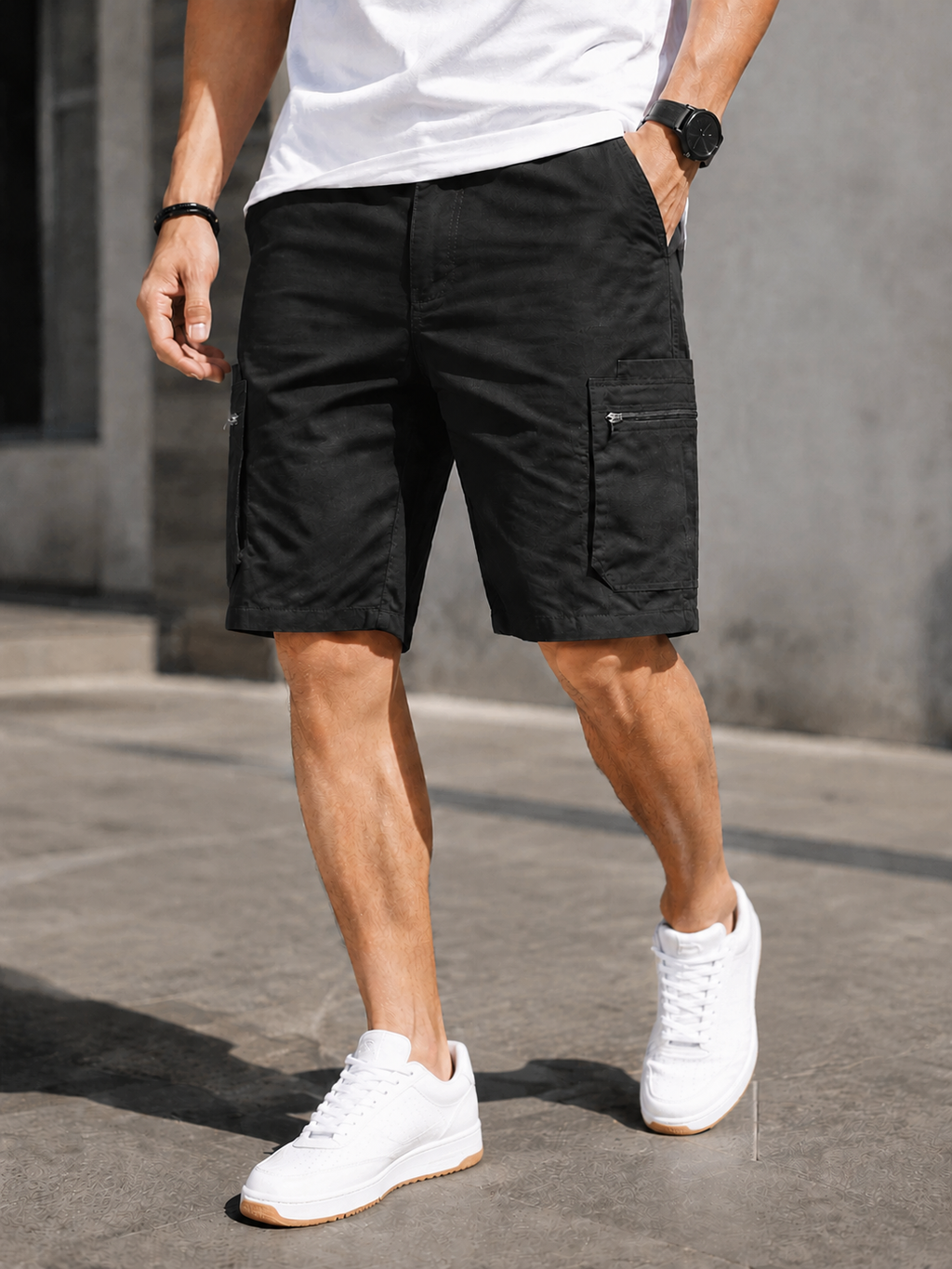Men’s Lightweight Cargo Shorts – Stretch Utility Work Shorts with Zipper Pockets