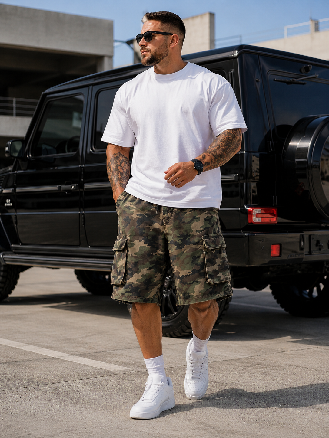 Men’s Camo Cargo Shorts – Military Style Multi-Pocket Relaxed Fit Utility Shorts