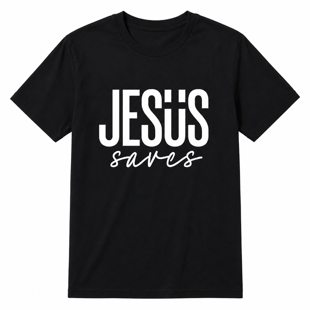 Men’s Minimalist “Jesus Saves” Graphic T-Shirt – Casual Streetwear Cotton Tee