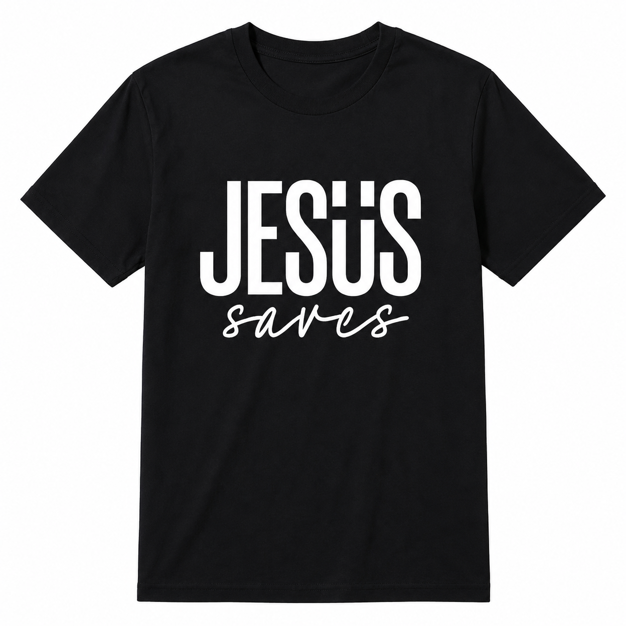 Men’s Minimalist “Jesus Saves” Graphic T-Shirt – Casual Streetwear Cotton Tee