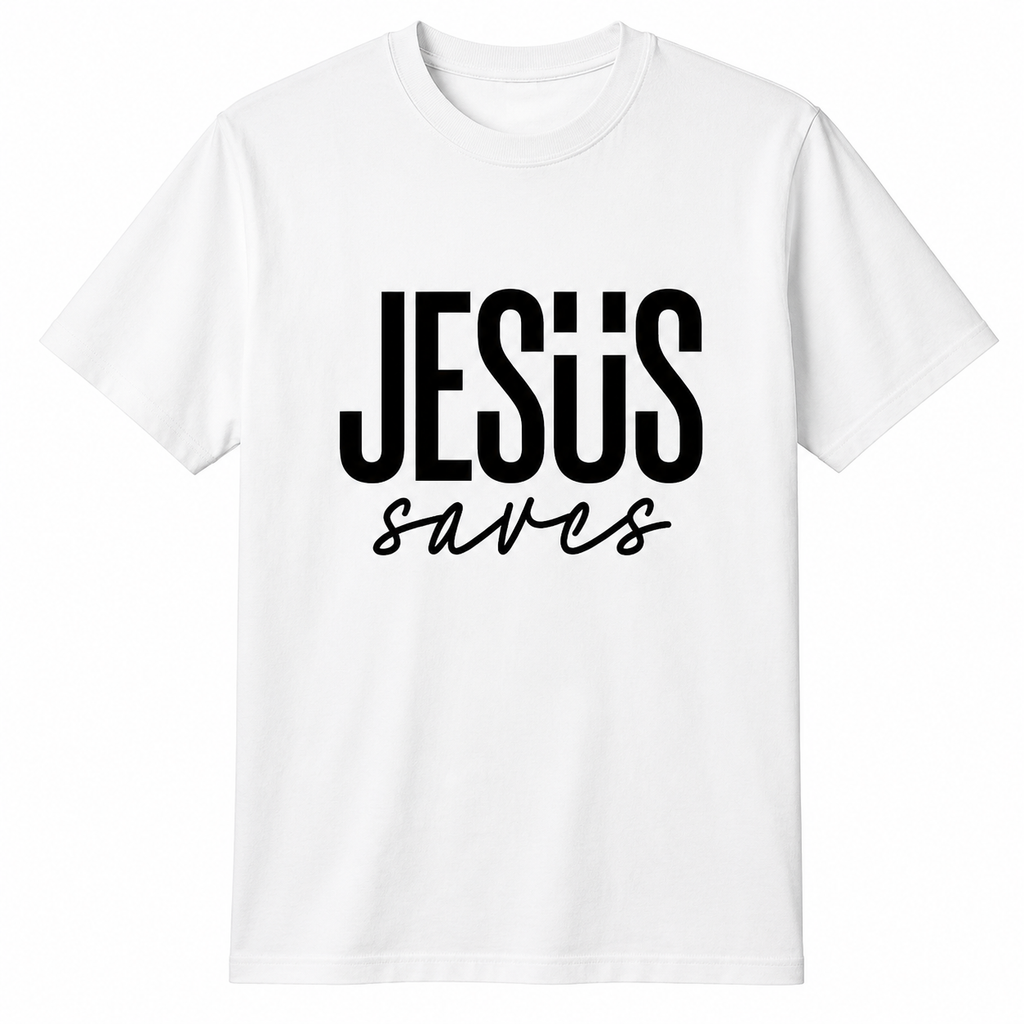 Men’s Minimalist “Jesus Saves” Graphic T-Shirt – Casual Streetwear Cotton Tee