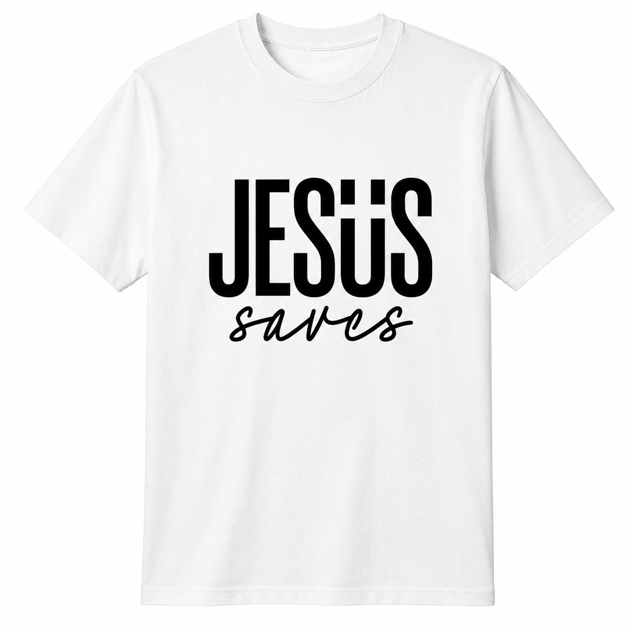 Men’s Minimalist “Jesus Saves” Graphic T-Shirt – Casual Streetwear Cotton Tee