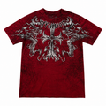 Rebel Flame Tribal Skull Graphic Tee – Vintage Washed Streetwear T-Shirt for Men