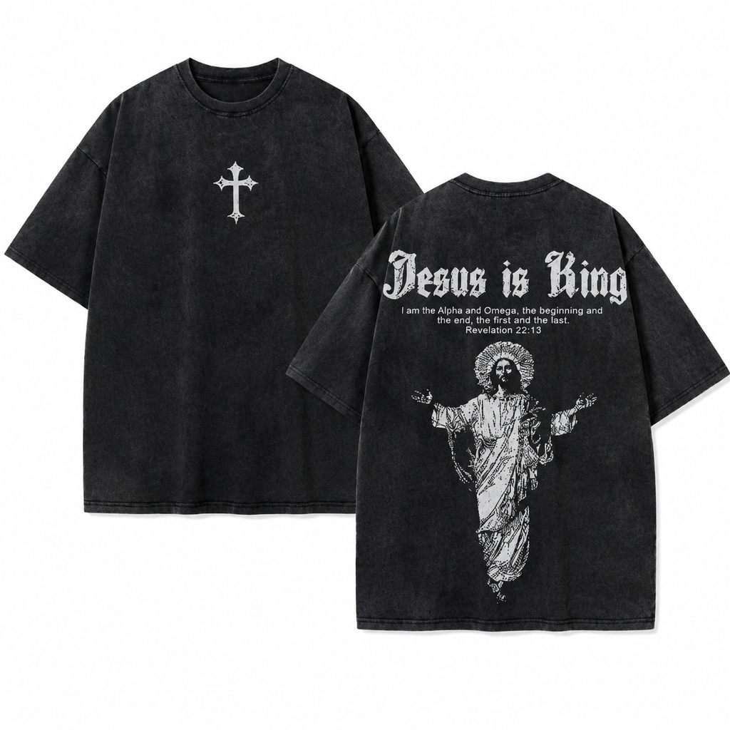 🧢 JESUS IS KING VINTAGE WASHED GRAPHIC TEE