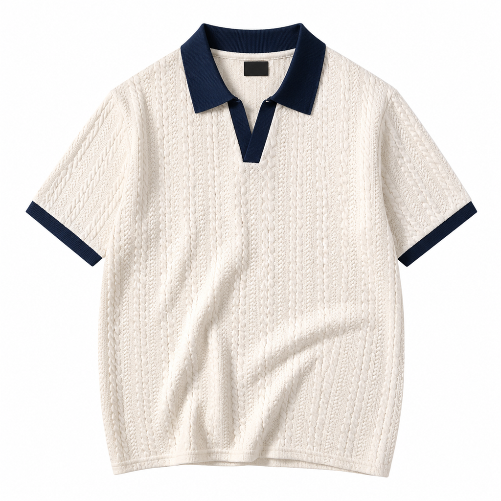Men’s Premium Textured Knit Polo Shirt – Short Sleeve Slim Fit Old Money Casual Top