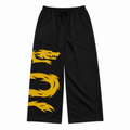 DRAGON FLAME GRAPHIC WIDE-LEG PANTS Bold Streetwear Statement Casual Pants for Men