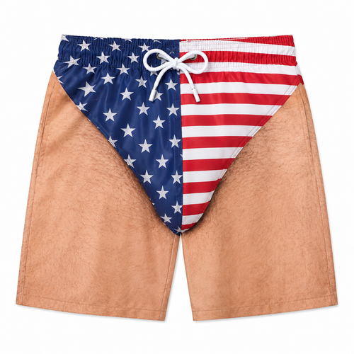 Funny Patriotic Beach Shorts for Men