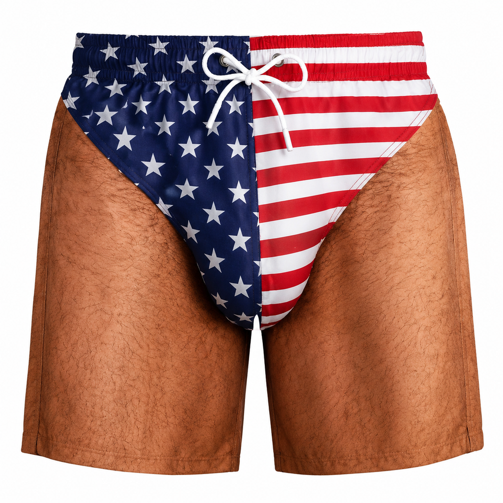Funny Patriotic Beach Shorts for Men