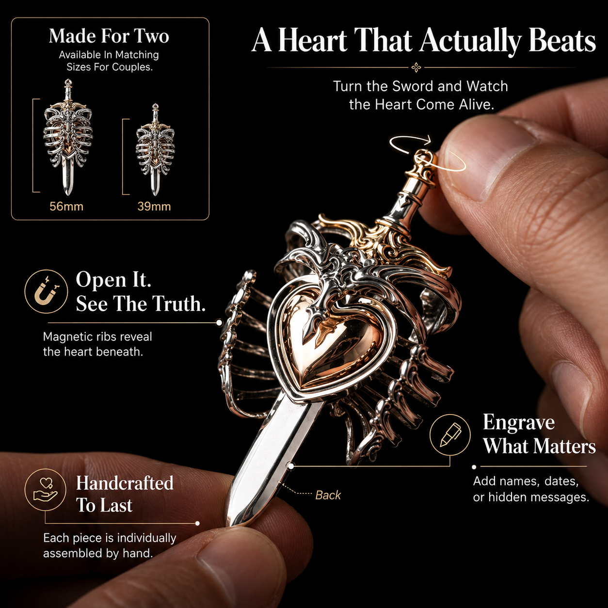 Mechanical Ribcage Heart Pendant
