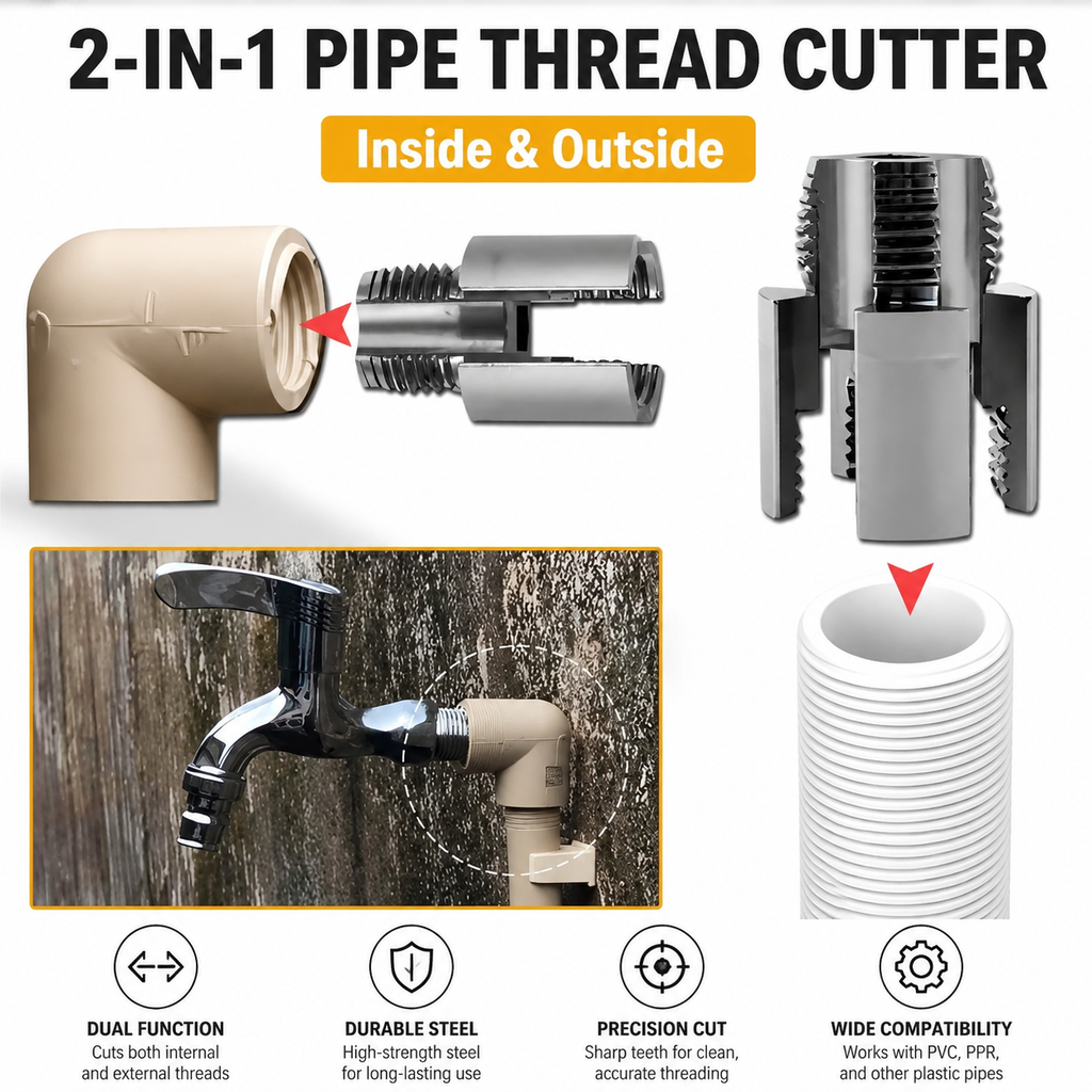 ThreadPro 2-in-1 Plastic Pipe Threading Tool