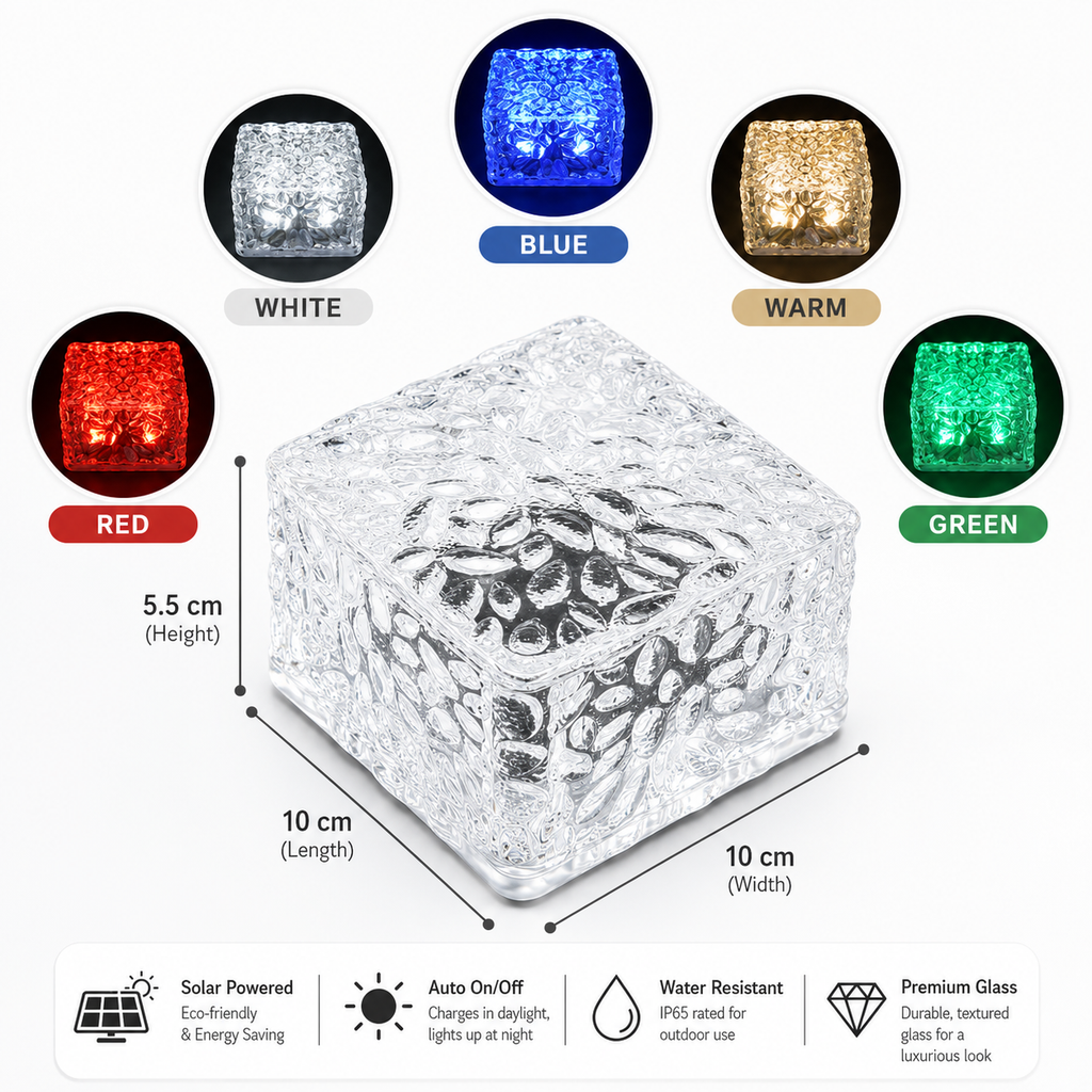 CrystalGlow Solar Ice Cube Garden Lights