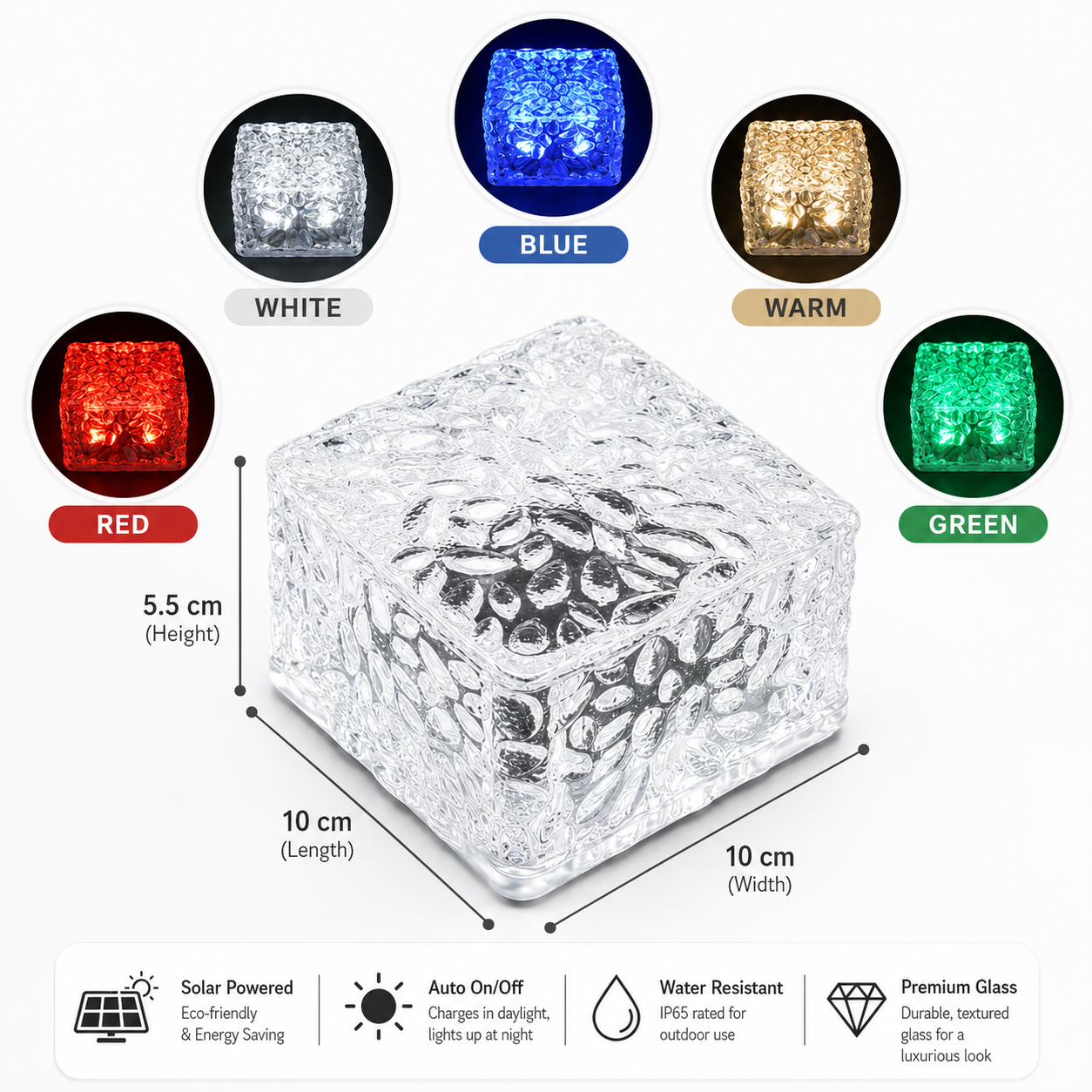 CrystalGlow Solar Ice Cube Garden Lights