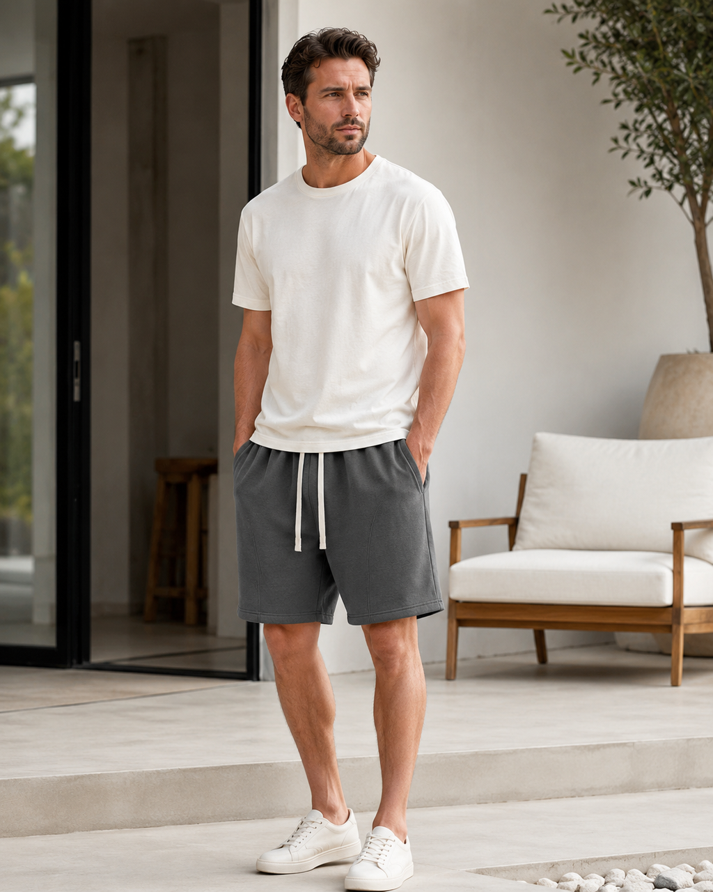 Mens Drawstring Sweat Shorts Casual Wear
