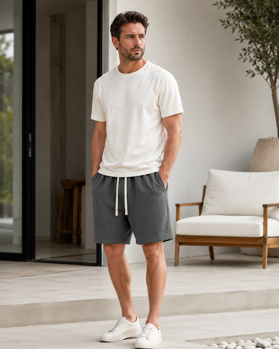 Mens Drawstring Sweat Shorts Casual Wear