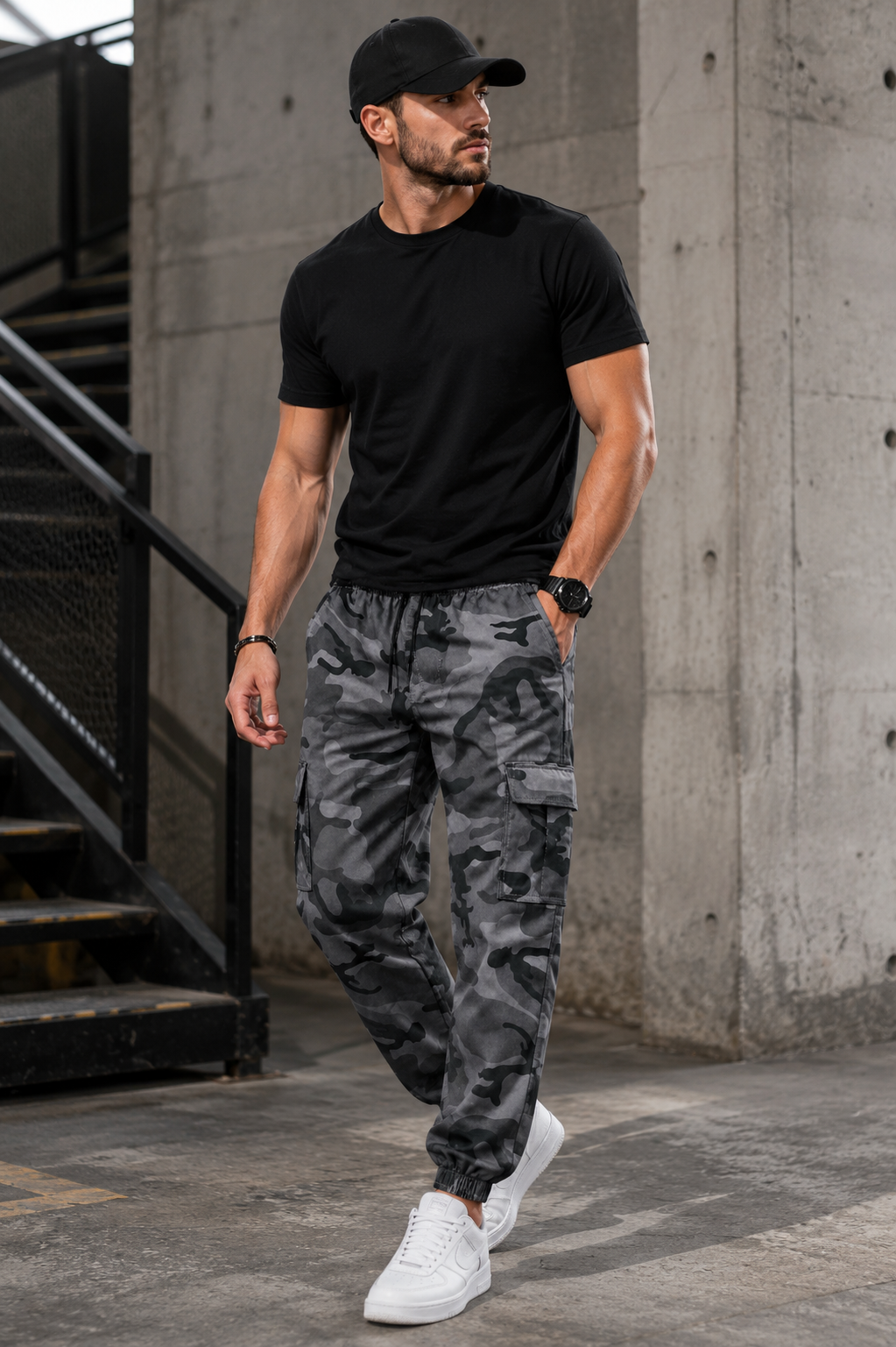 Mens Urban Camo Cargo Joggers
