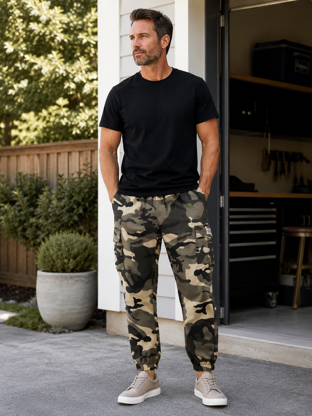 Mens Urban Camo Cargo Joggers