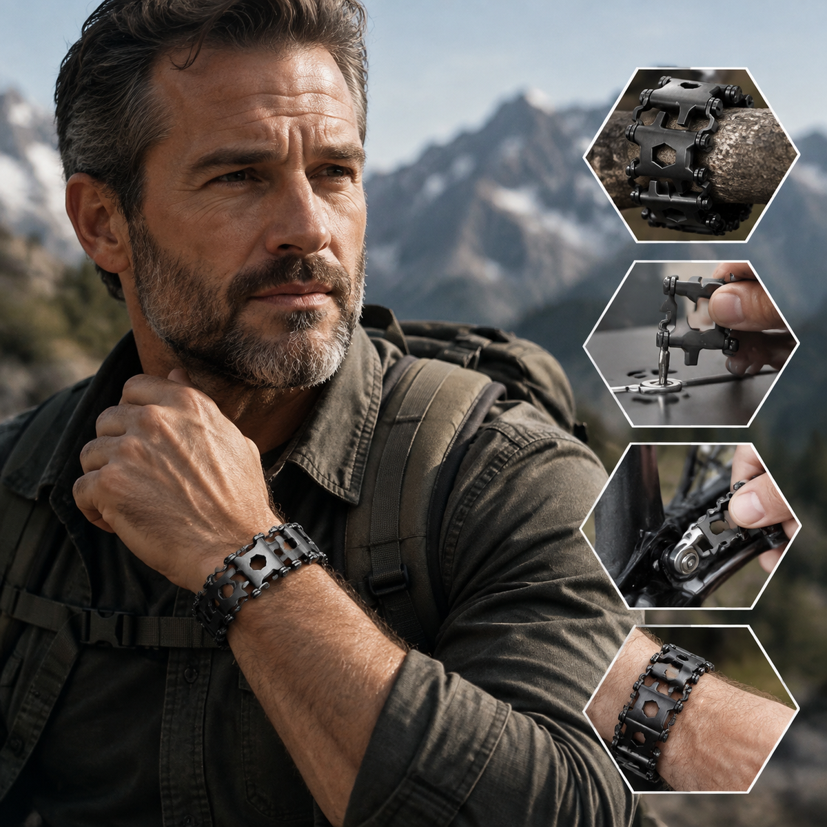 17-in-1 Stainless Steel Multi-Tool Bracelet