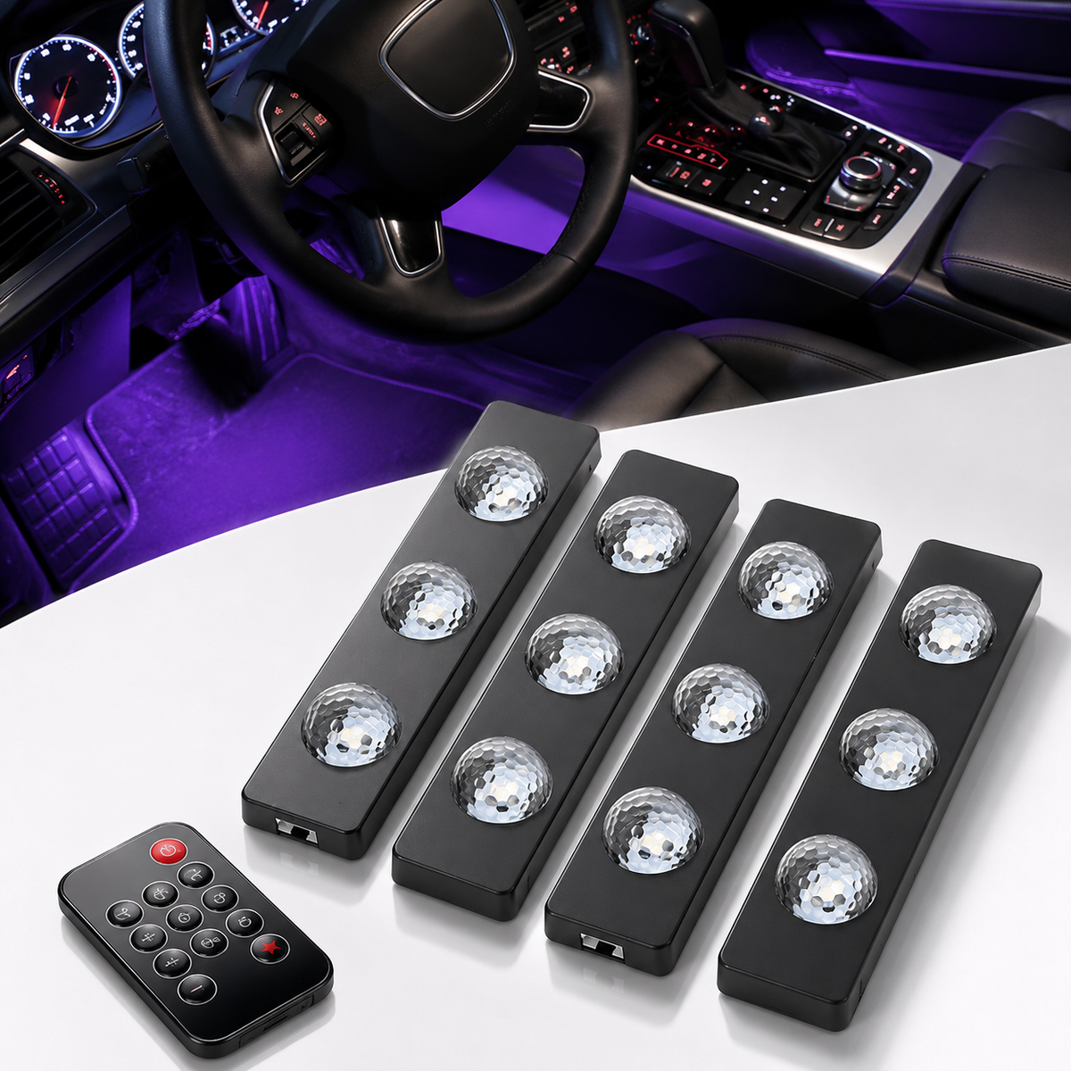 7-Color Sound-Activated Car Interior Ambient Light Kit