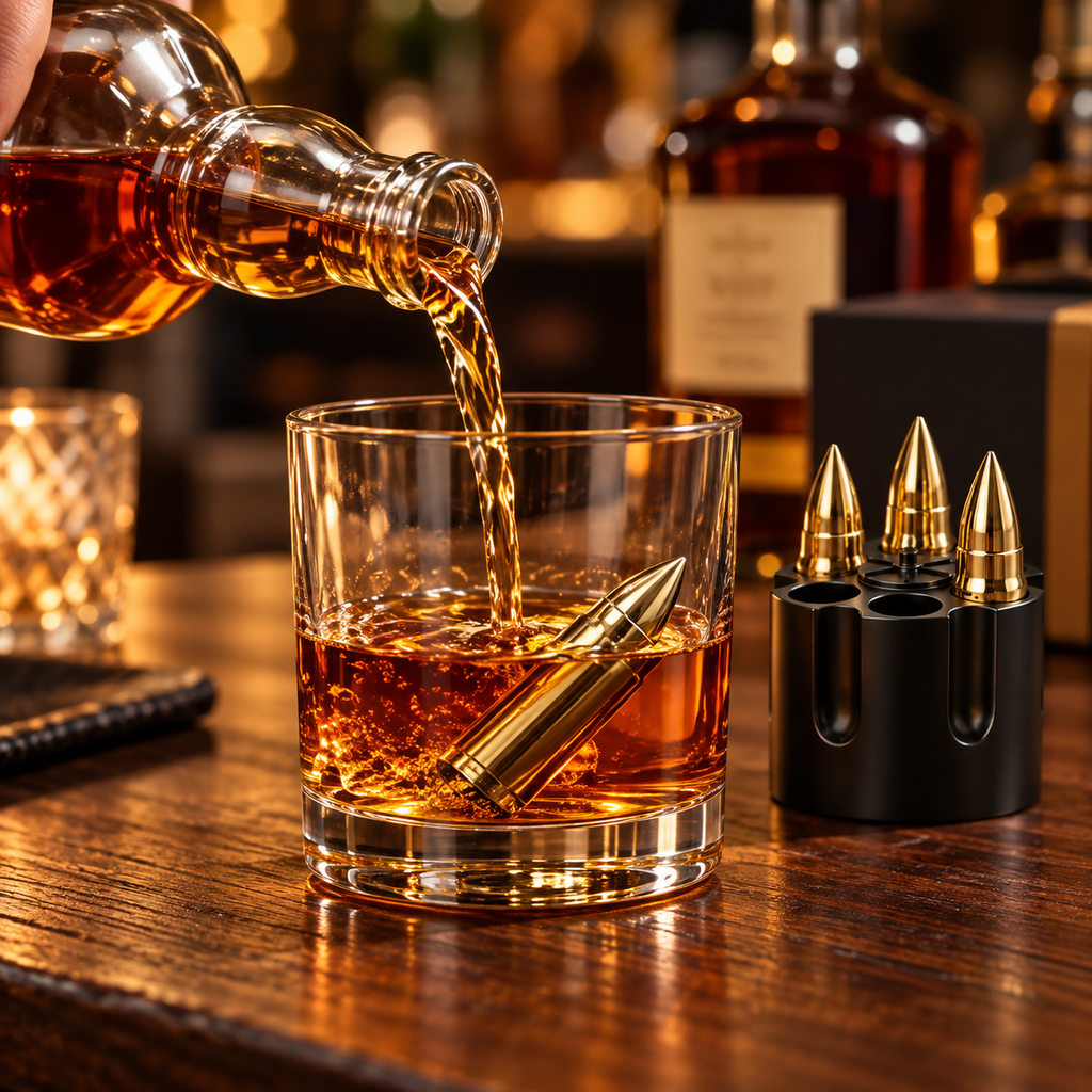 Golden Bullet Whiskey Chilling Stones Set