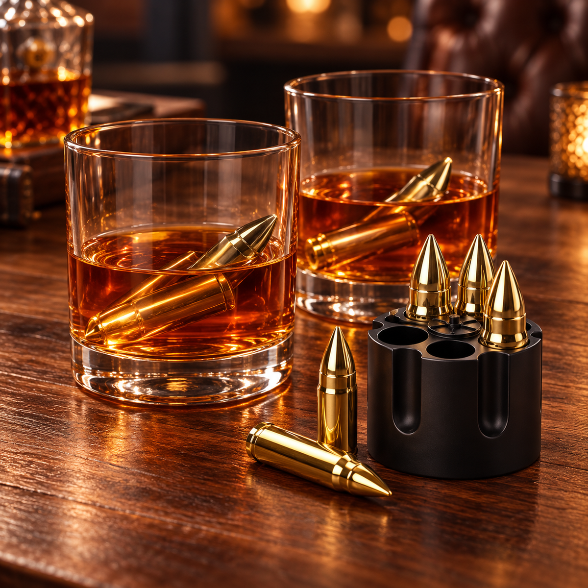 Golden Bullet Whiskey Chilling Stones Set