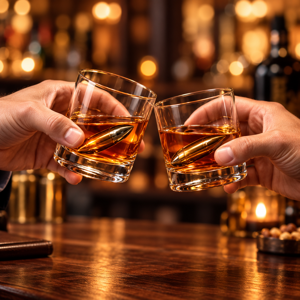 Golden Bullet Whiskey Chilling Stones Set