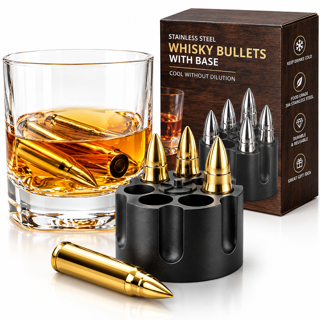 Golden Bullet Whiskey Chilling Stones Set