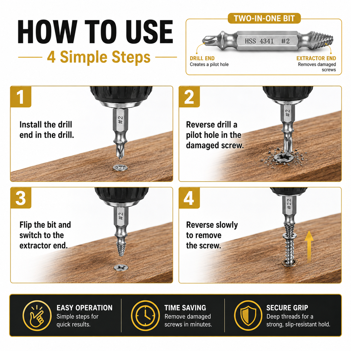 6-Piece Screw Extractor Set — Turn Damaged Screws Into A Quick Repair Job
