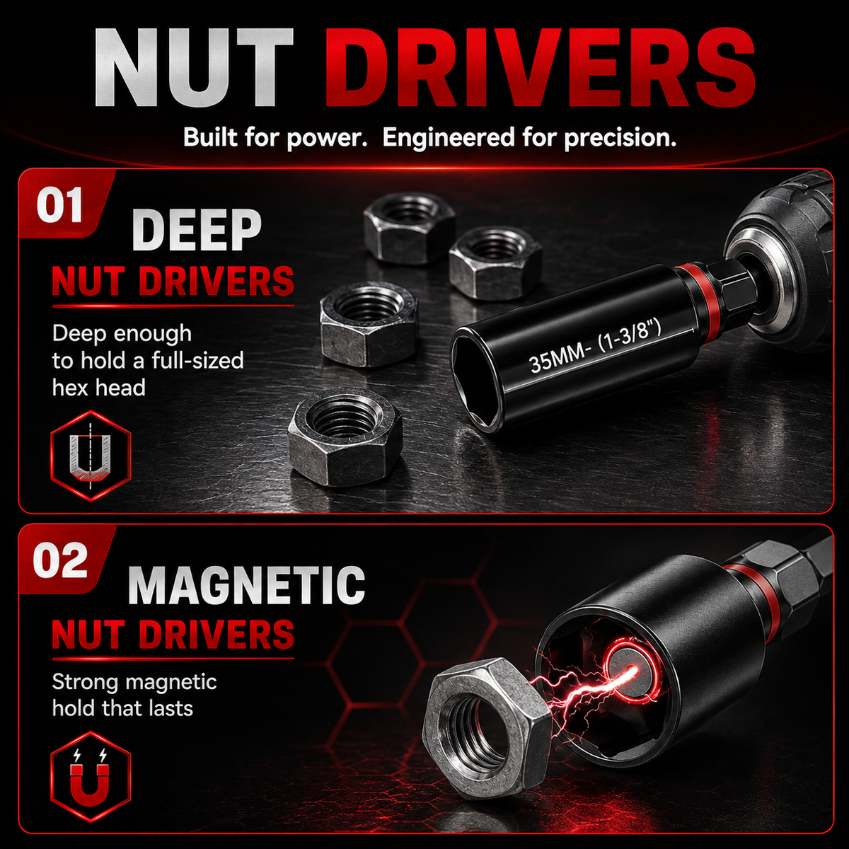 Swivel Magnetic Nut Driver Set — Reach Difficult Fasteners With Less Hassle