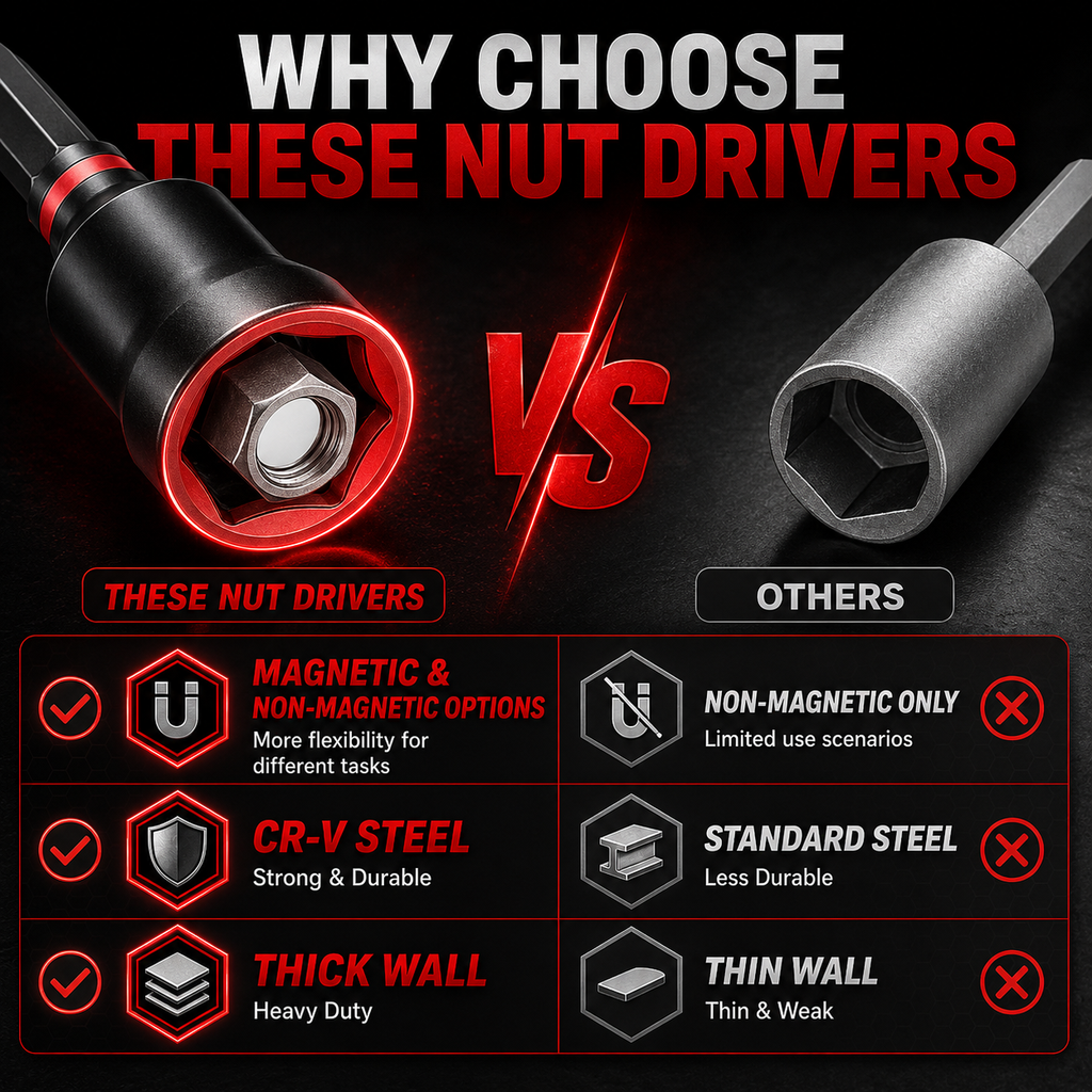 Swivel Magnetic Nut Driver Set — Reach Difficult Fasteners With Less Hassle