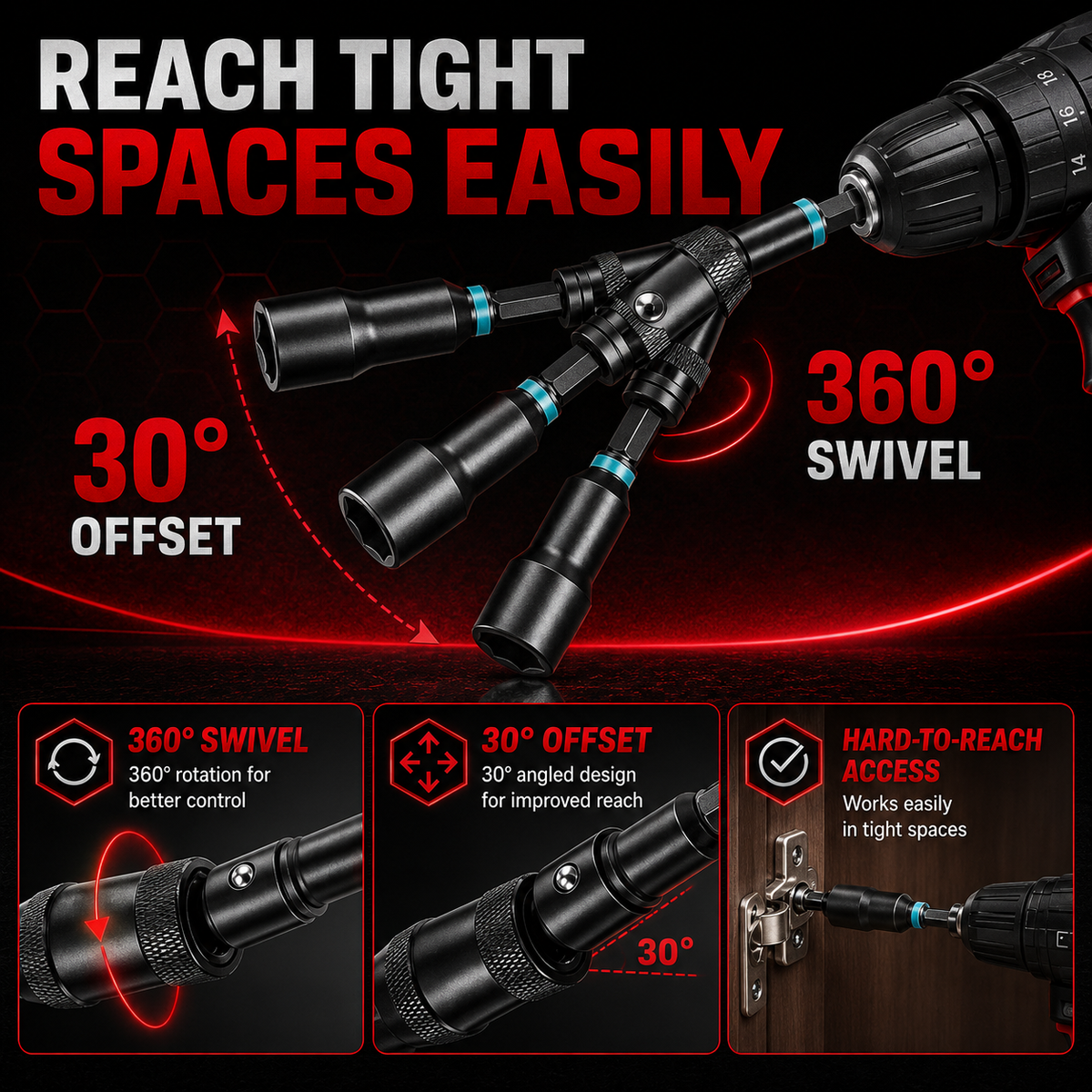 Swivel Magnetic Nut Driver Set — Reach Difficult Fasteners With Less Hassle